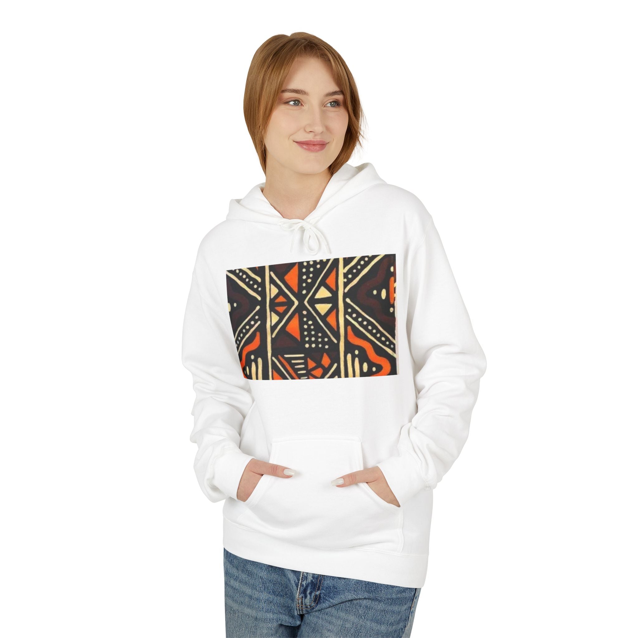 Tribal Geo Pattern Hoodie — Earthtone African Mudcloth Inspired Design