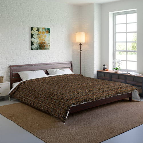 Comforter - Rustic Brown Geometric Quilt-Style Comforter for Cozy Bedroom Decor
