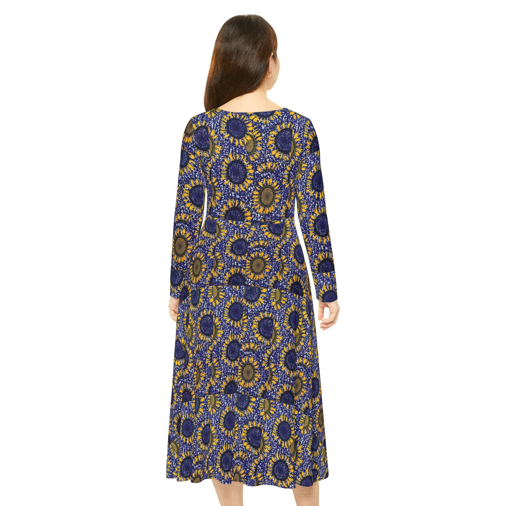 Floral Sunburst Dance Dress — Long Sleeve AOP Maxi