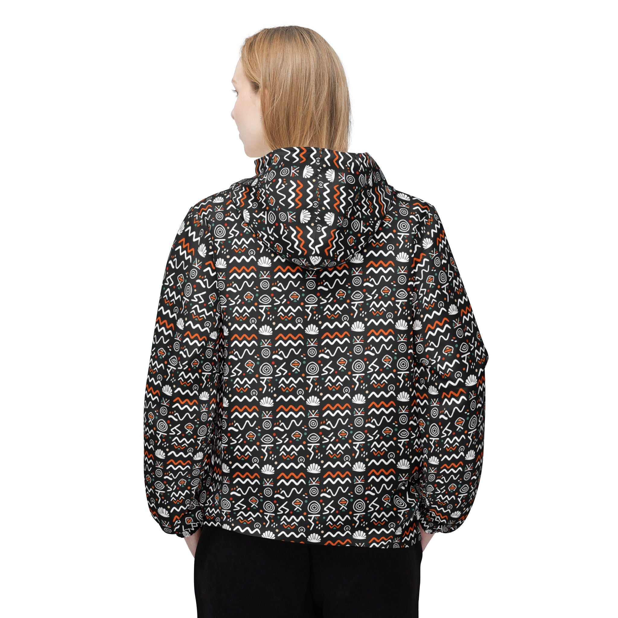 Aztec Geometric Windbreaker Jacket – All-Over Print Hooded Windbreaker