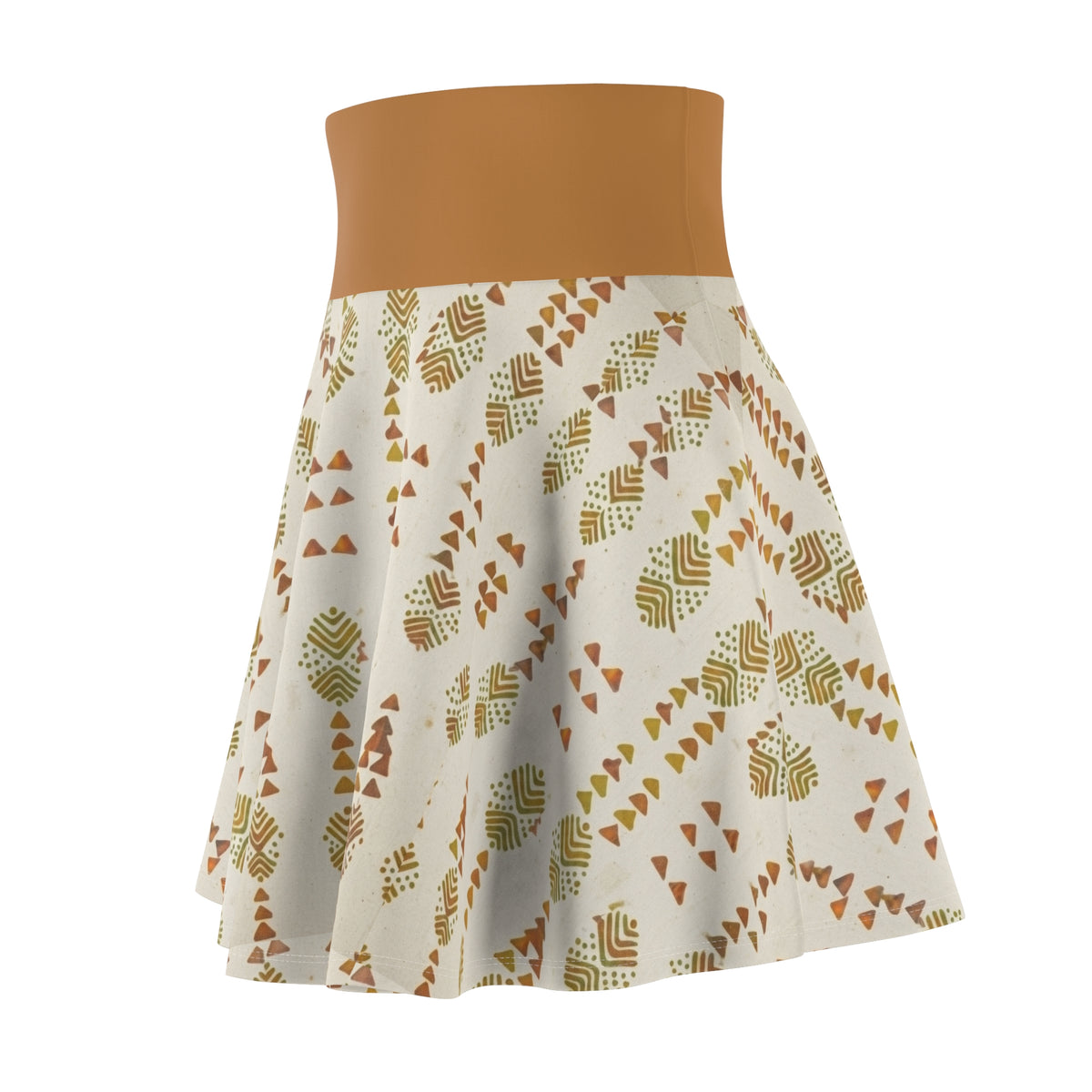 Boho Arrow Pattern Skater Skirt — Earthy Tribal Print Women’s Skirt
