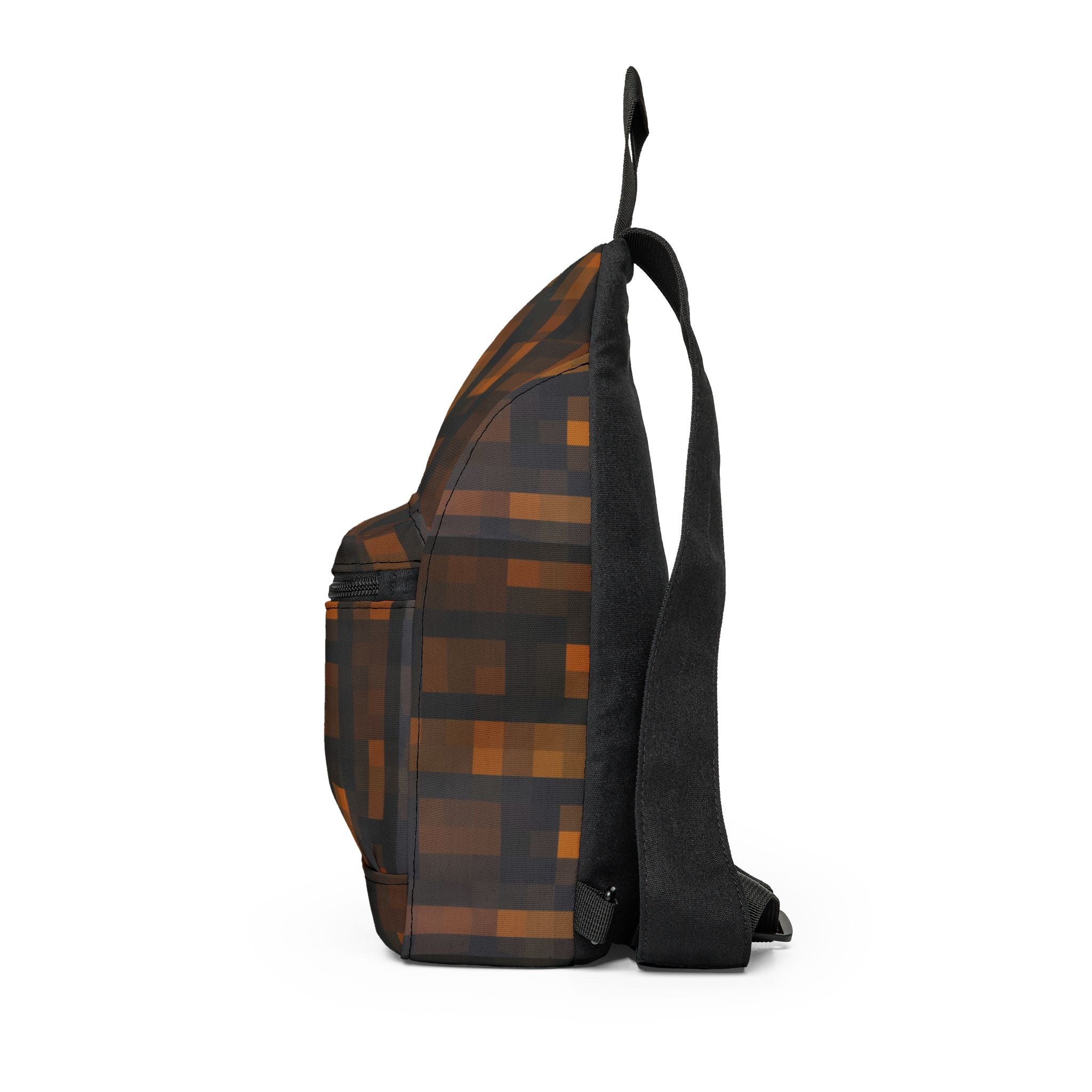 Plaid Sling Bag – Brown Geometric Crossbody for Everyday Travel