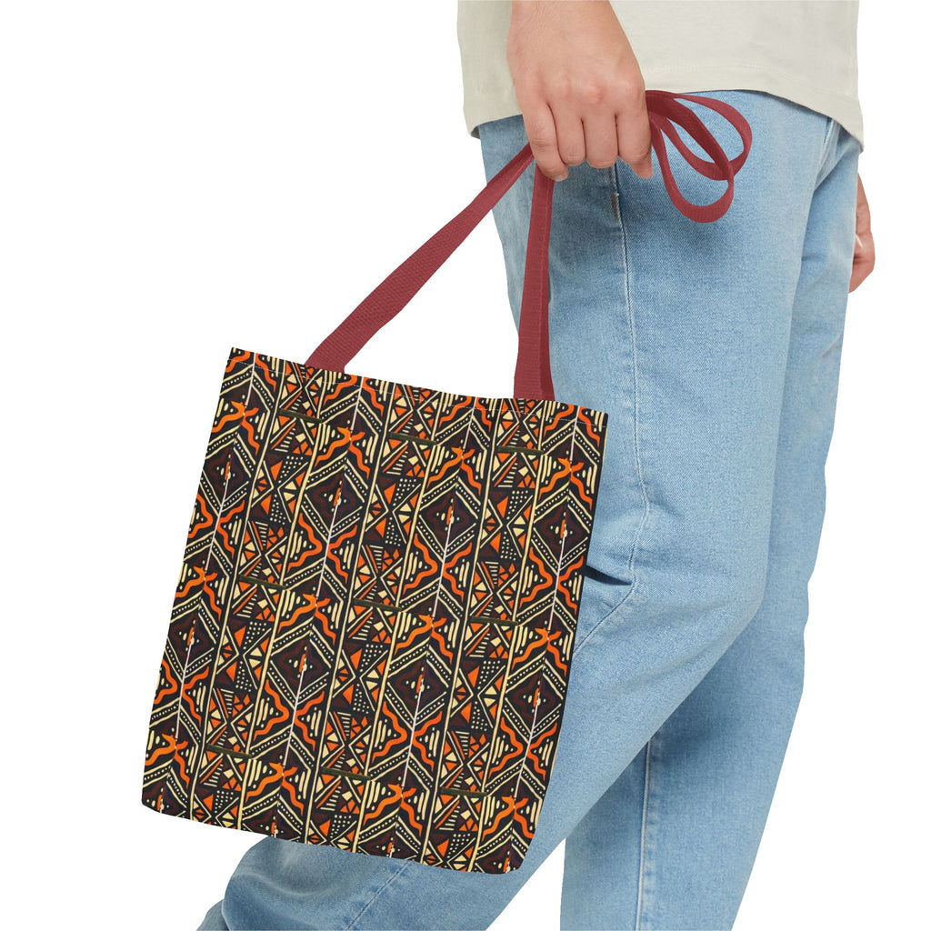 Tribal Geometric Tote Bag – Earthy Aztec Pattern All-Over Print
