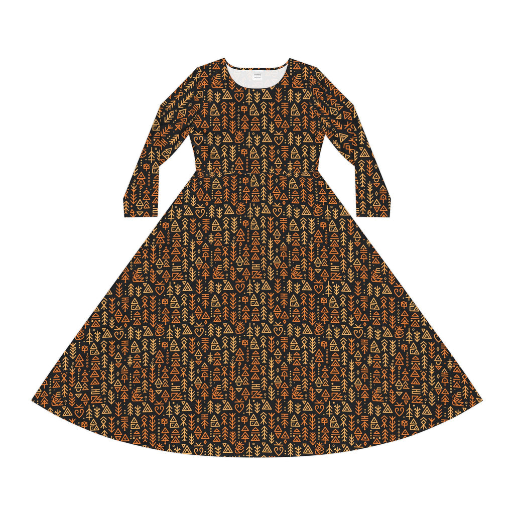 Autumn Forest Floral Long-Sleeve Dance Dress