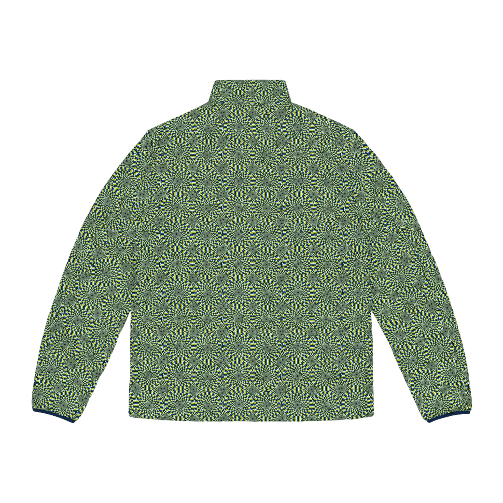Men's Puffer Jacket — Green Spiral Geometric All-Over Print