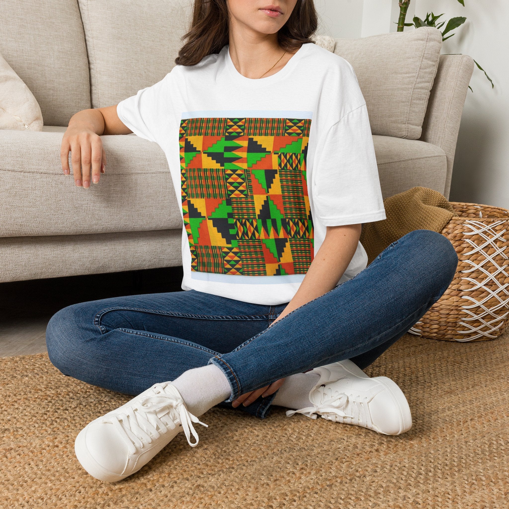 Kente Print T-Shirt – African Heritage Geometric Tee