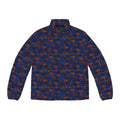 Men's Abstract Blue & Orange Puffer Jacket - All-Over Print Winter Coat