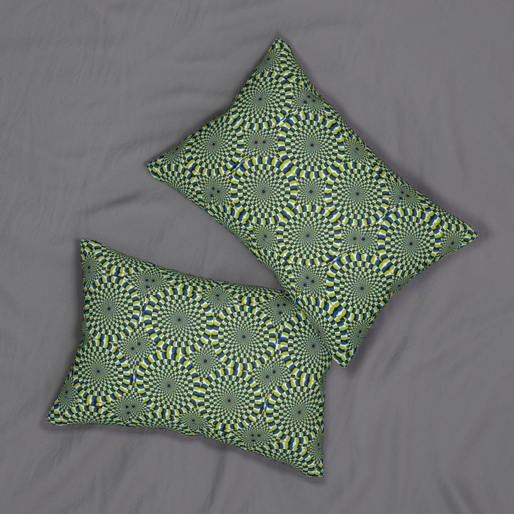 Lumbar Pillow — Green Optical Illusion Geometric Pattern