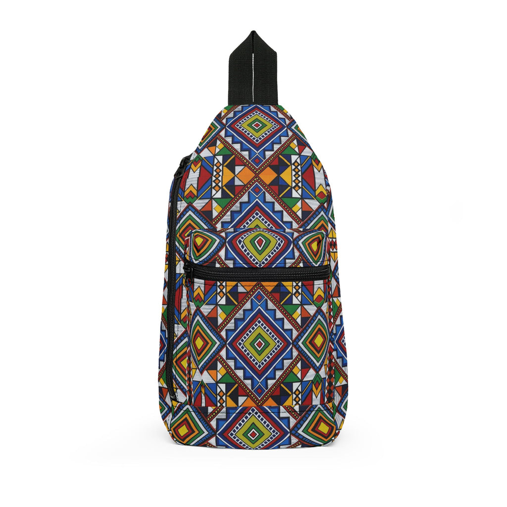 Geometric Aztec Sling Bag — Colorful Tribal Crossbody Pack