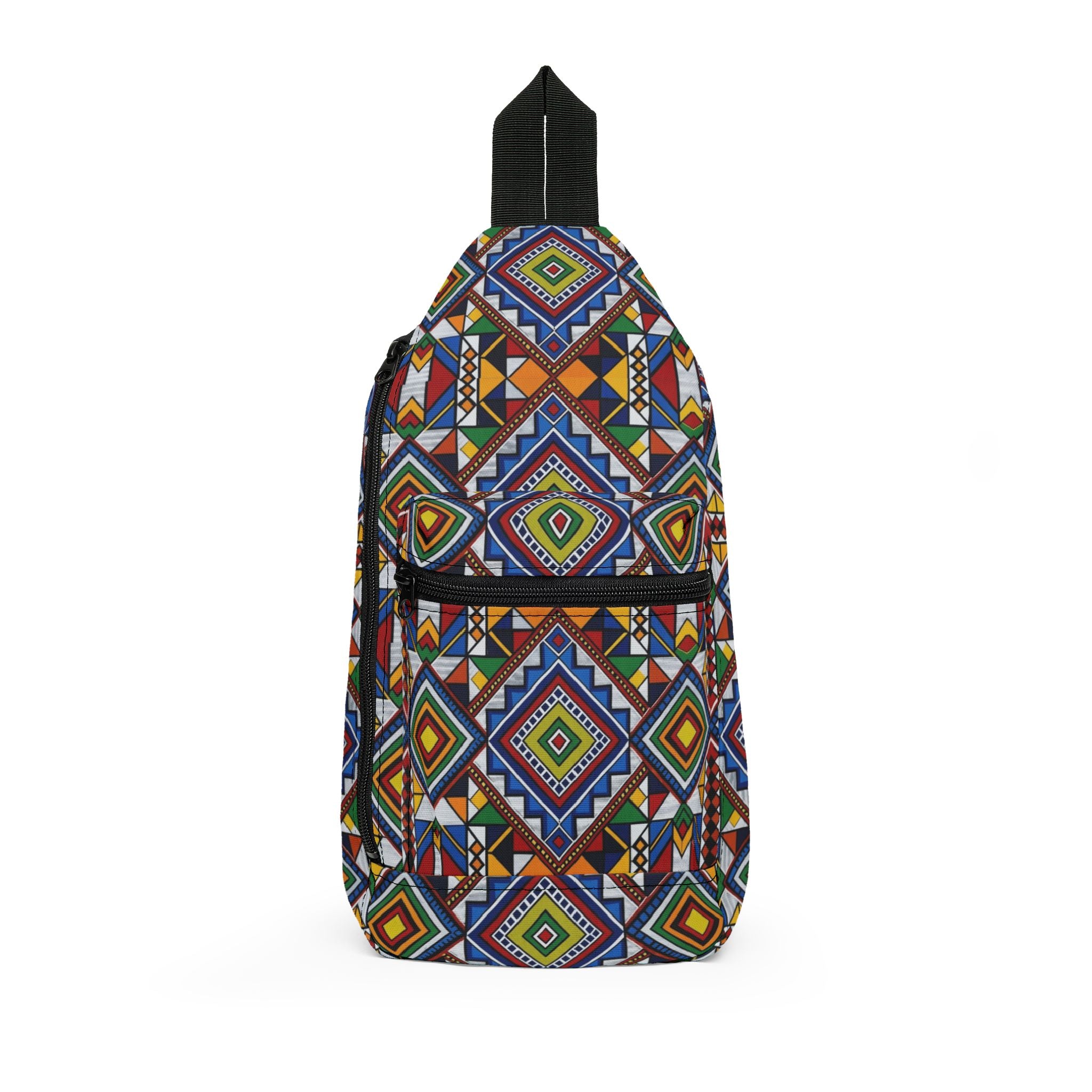 Geometric Aztec Sling Bag — Colorful Tribal Crossbody Pack