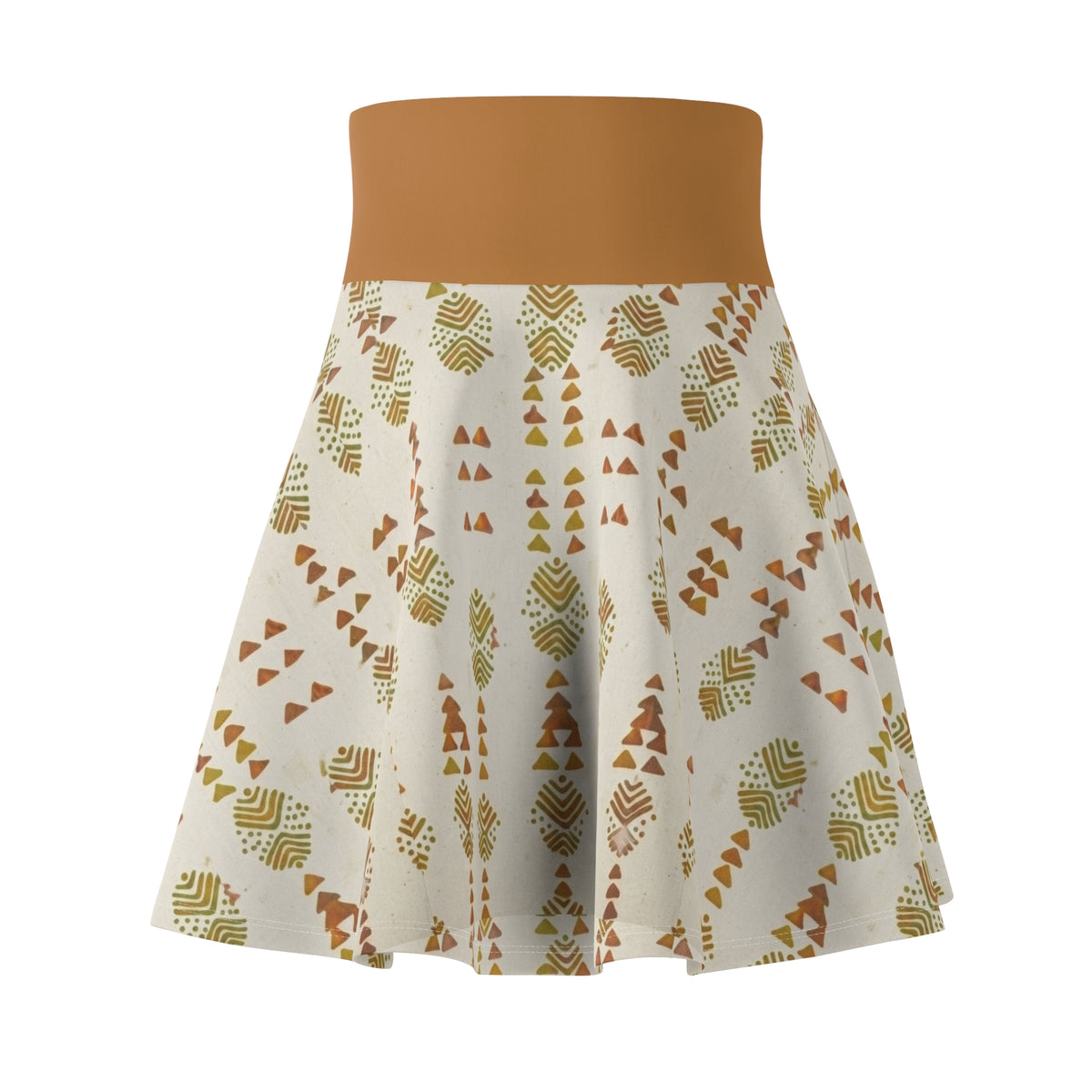 Boho Arrow Pattern Skater Skirt — Earthy Tribal Print Women’s Skirt