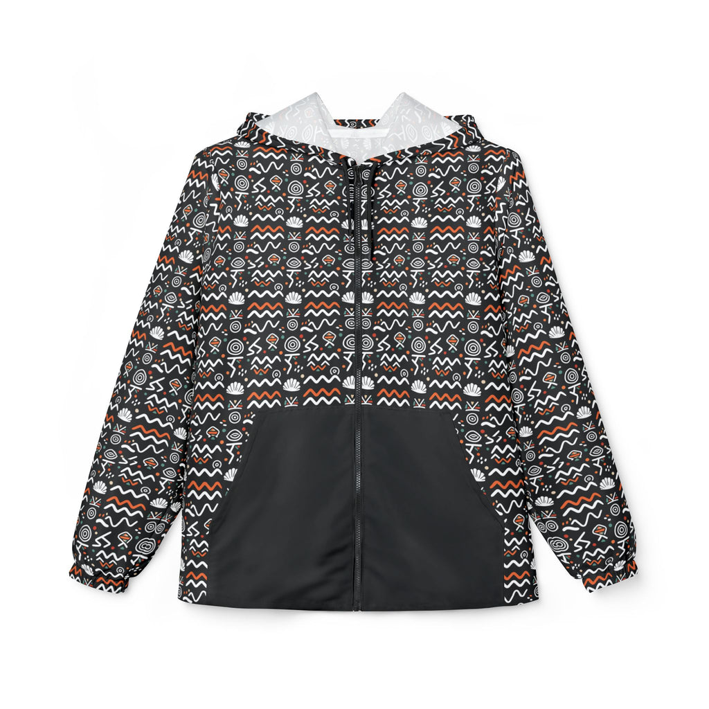 Aztec Geometric Windbreaker Jacket – All-Over Print Hooded Windbreaker