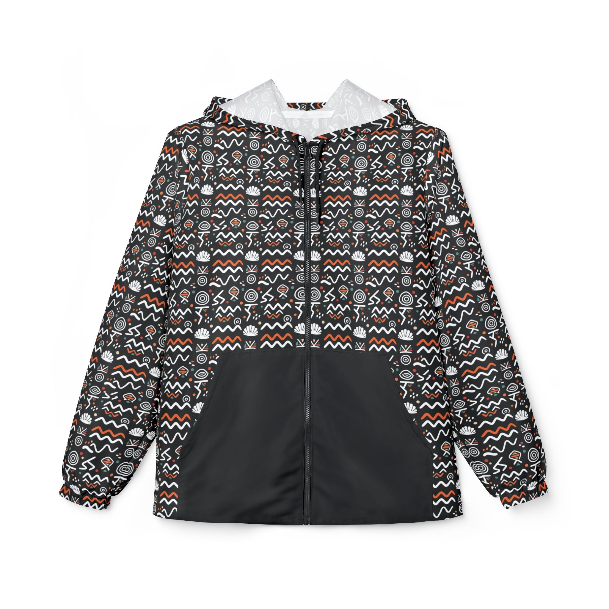 Aztec Geometric Windbreaker Jacket – All-Over Print Hooded Windbreaker
