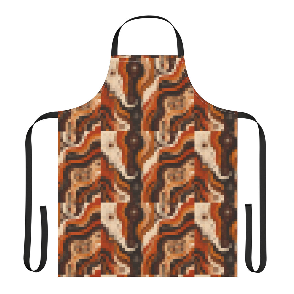 Retro Earth Tone Abstract Apron — Vintage Brown Geometric Kitchen Apron