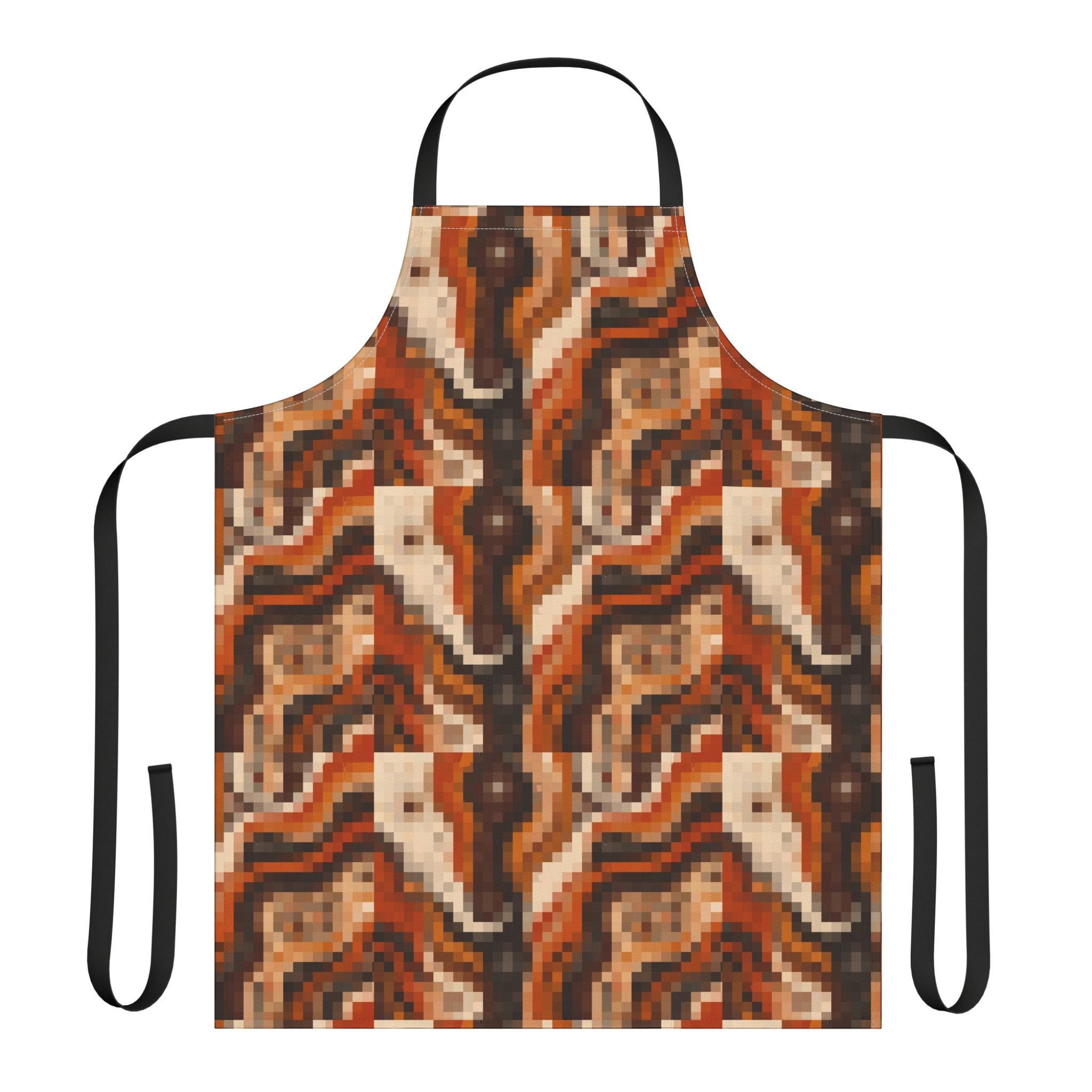 Retro Earth Tone Abstract Apron — Vintage Brown Geometric Kitchen Apron
