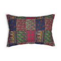 Pixelated Patchwork Lumbar Pillow — Colorful Geometric Accent Cushion