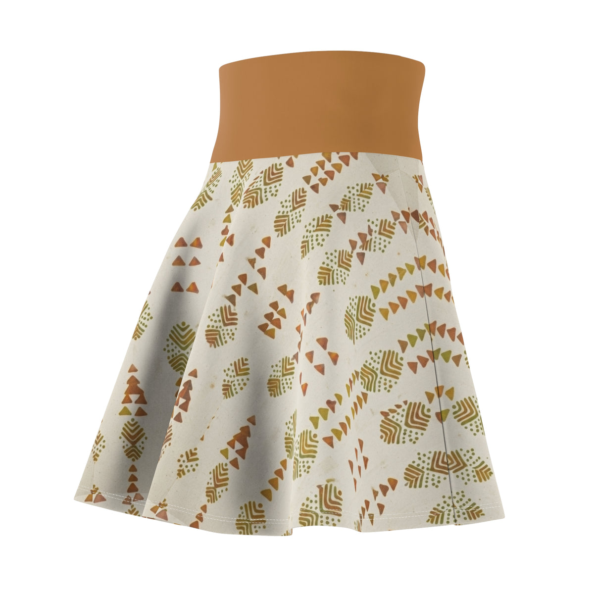 Boho Arrow Pattern Skater Skirt — Earthy Tribal Print Women’s Skirt