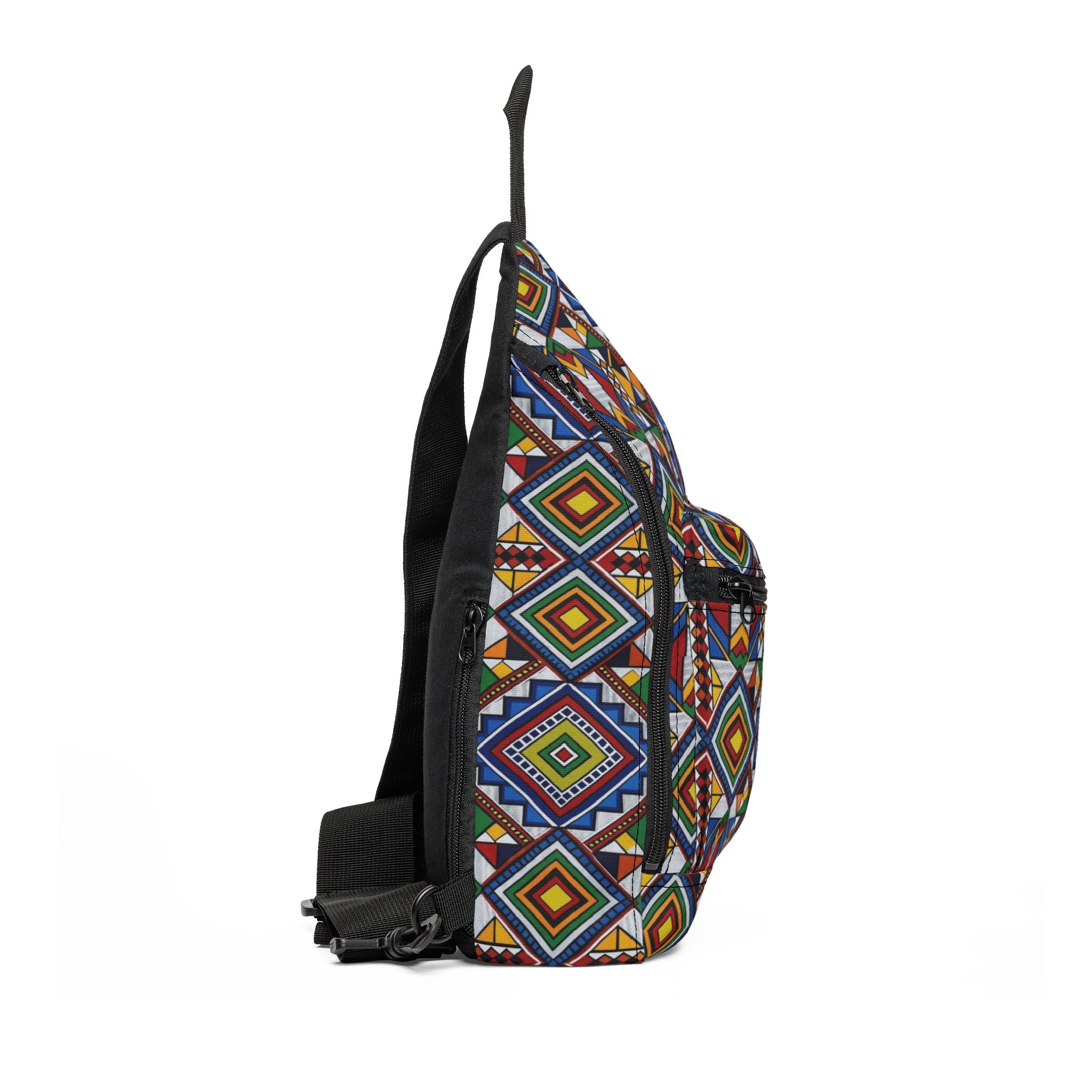 Geometric Aztec Sling Bag — Colorful Tribal Crossbody Pack