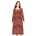 African-Inspired Long Sleeve Dance Dress — Pink & Orange Geometric AOP
