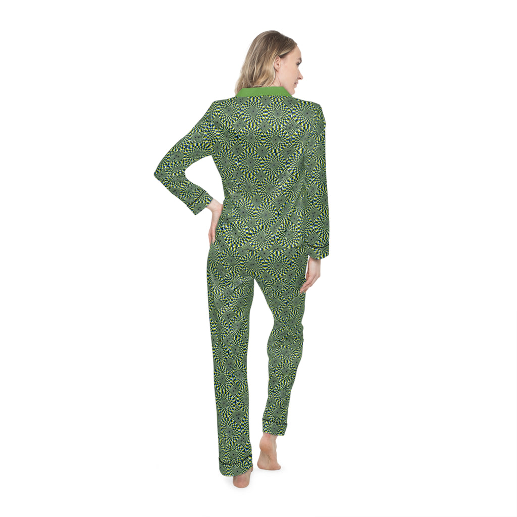 Green Swirl Satin Pajama Set — Women's Luxe Sleepwear