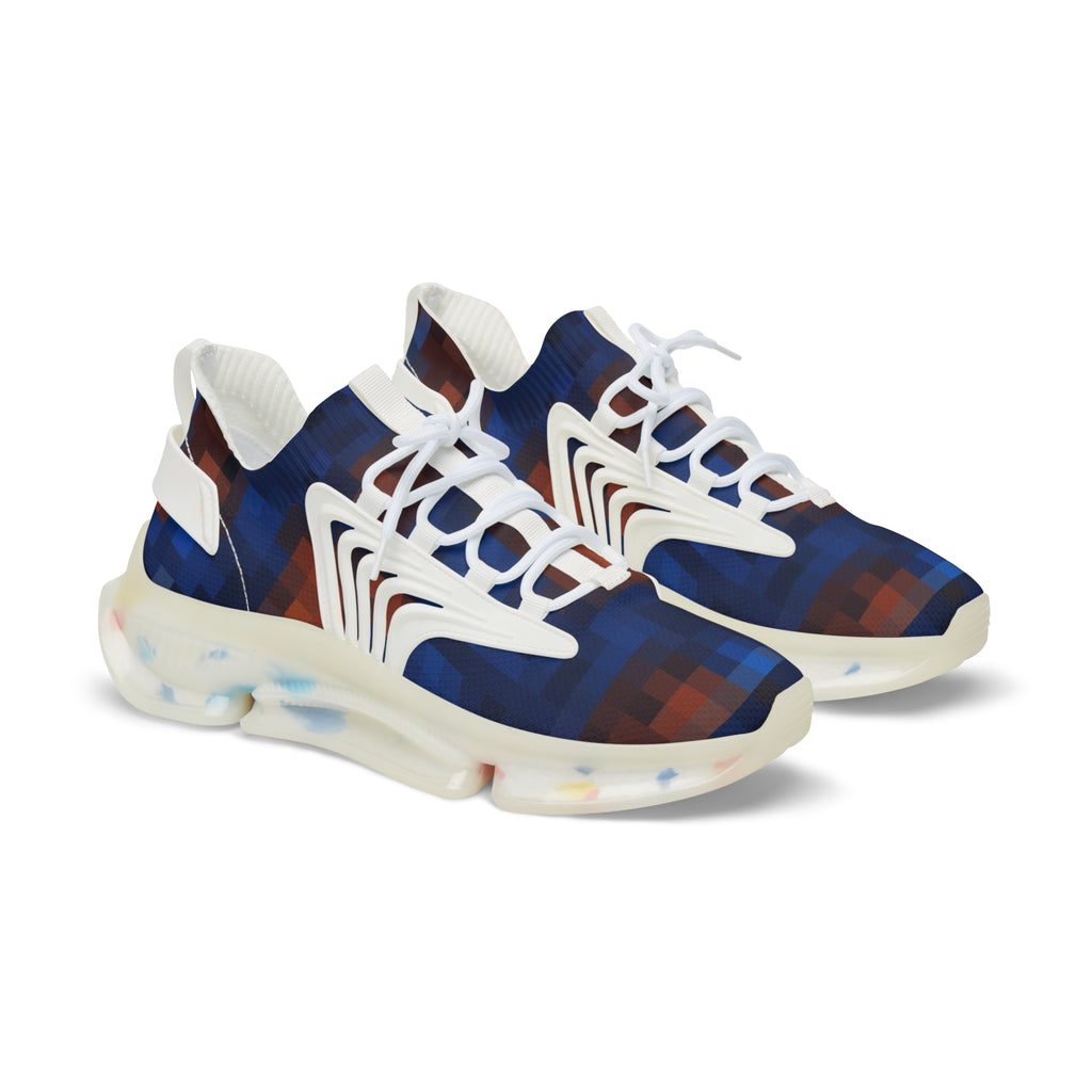 Men's Mesh Sneakers – Blue Red Plaid Athletic Shoes
