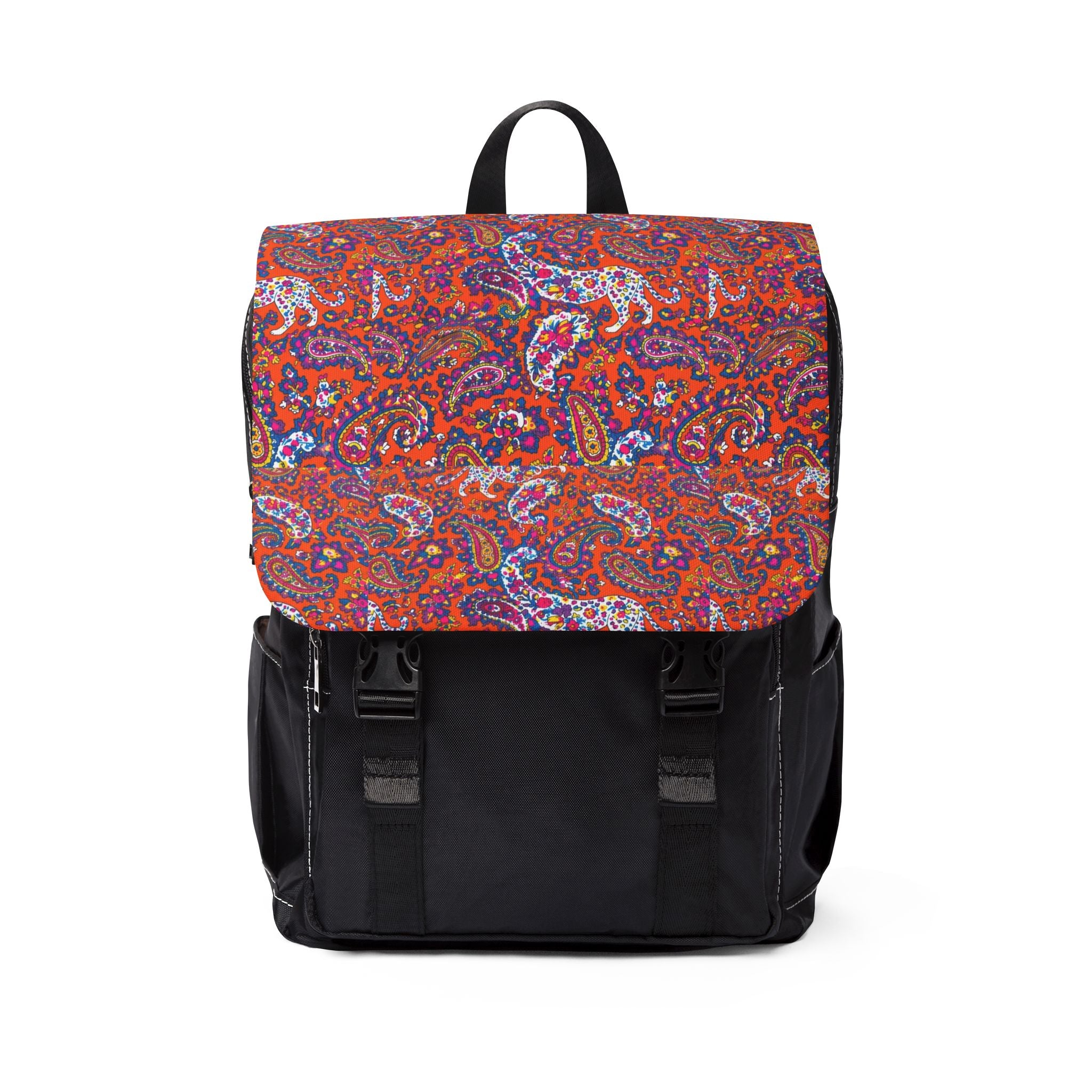 Boho Red Paisley Backpack — Casual Shoulder Backpack