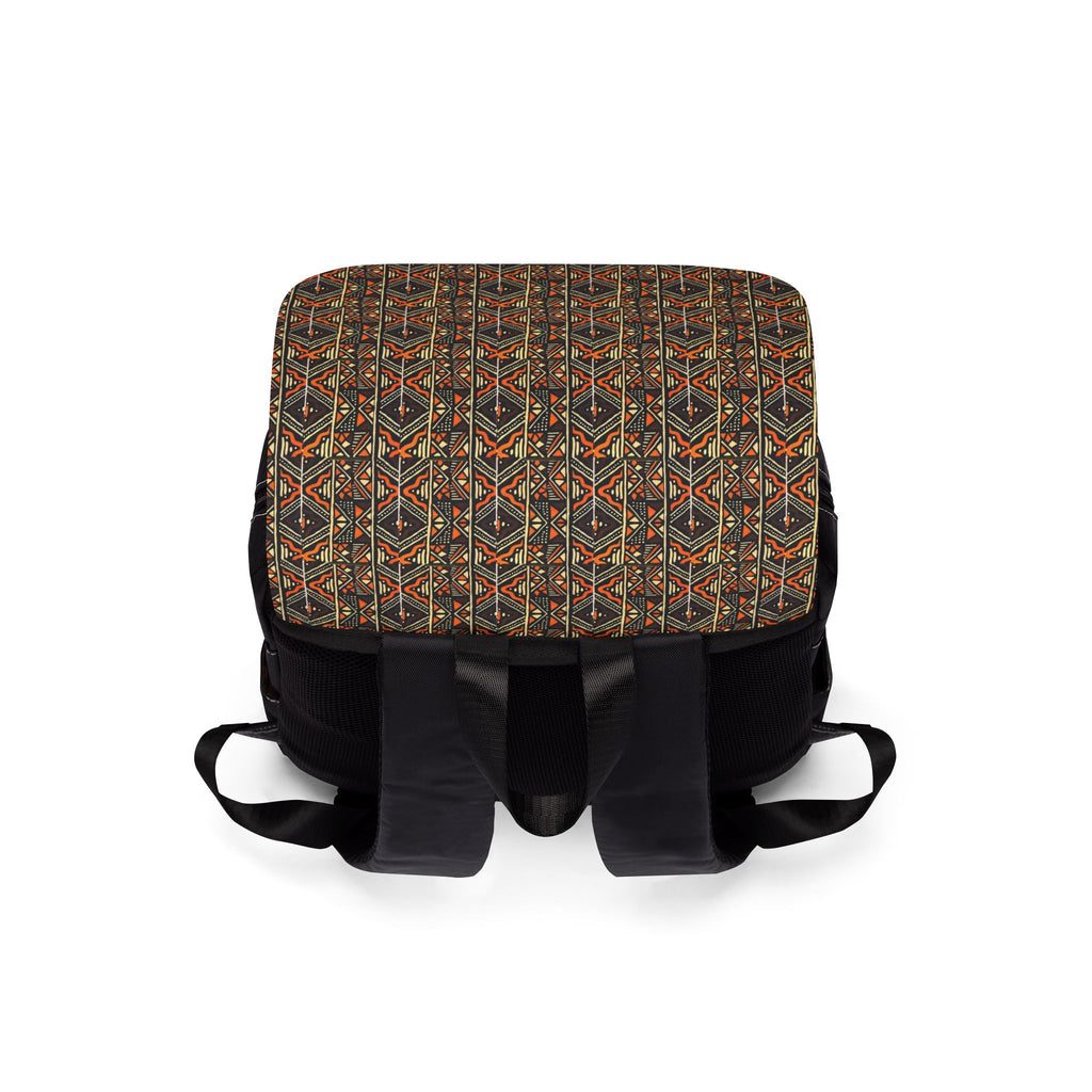 Ethnic Geometric Canvas Backpack — Boho Casual Shoulder Bag