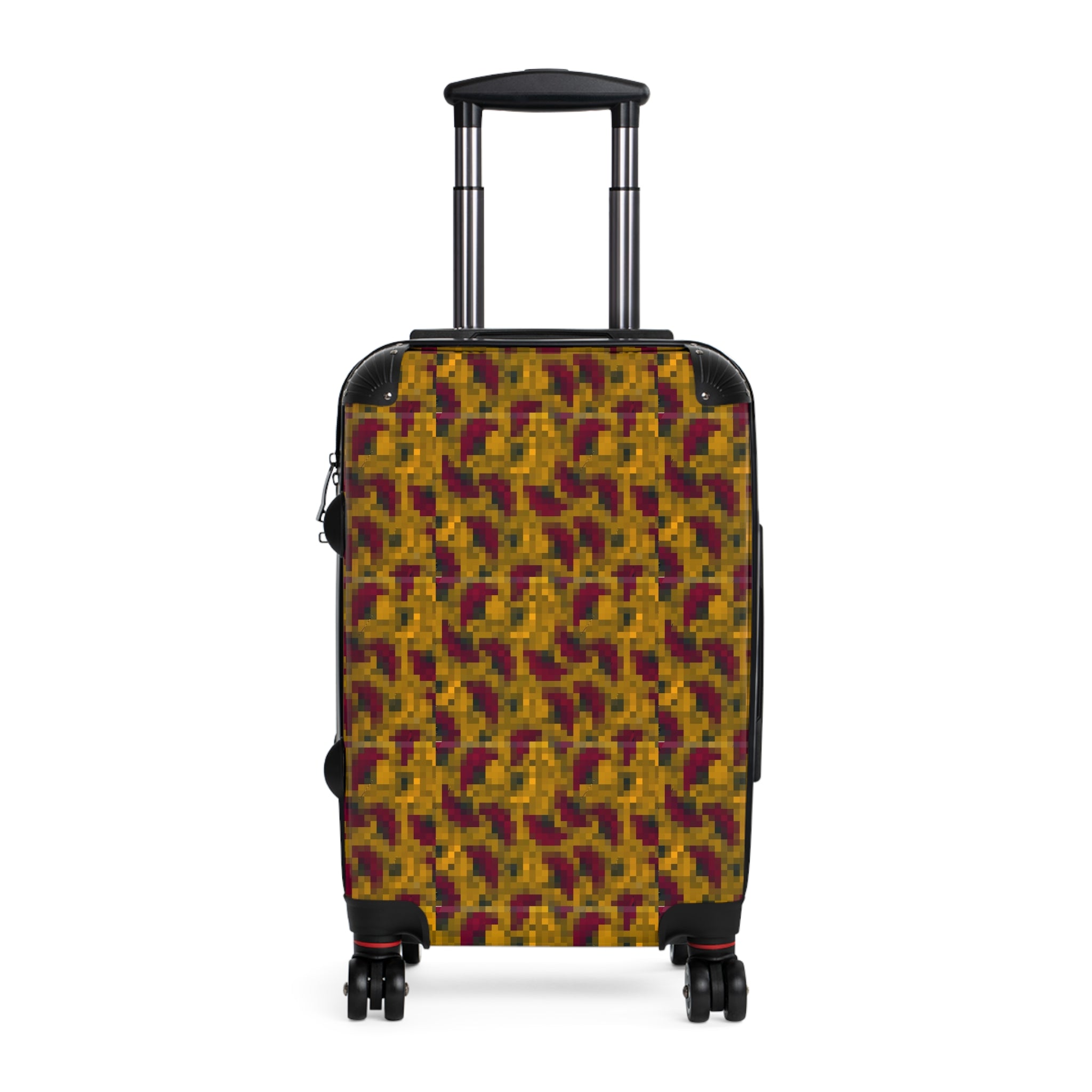 Autumn Mosaic Carry-On Suitcase – Maroon & Mustard Geometric Travel Luggage