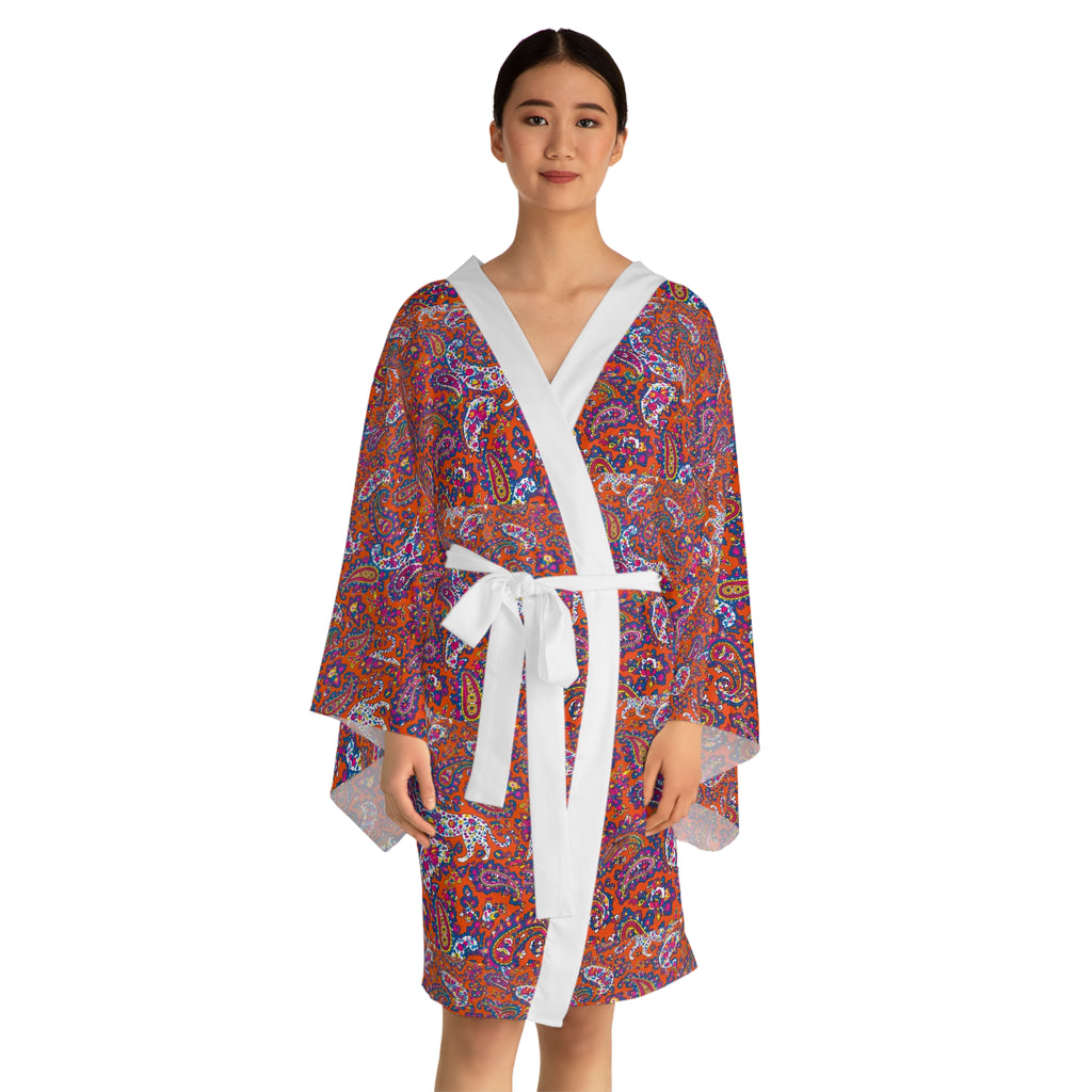 Bohemian Paisley Kimono Robe – Vibrant All-Over Print