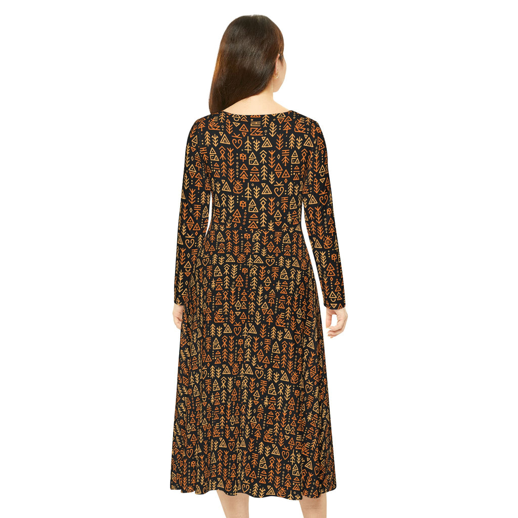 Autumn Forest Floral Long-Sleeve Dance Dress
