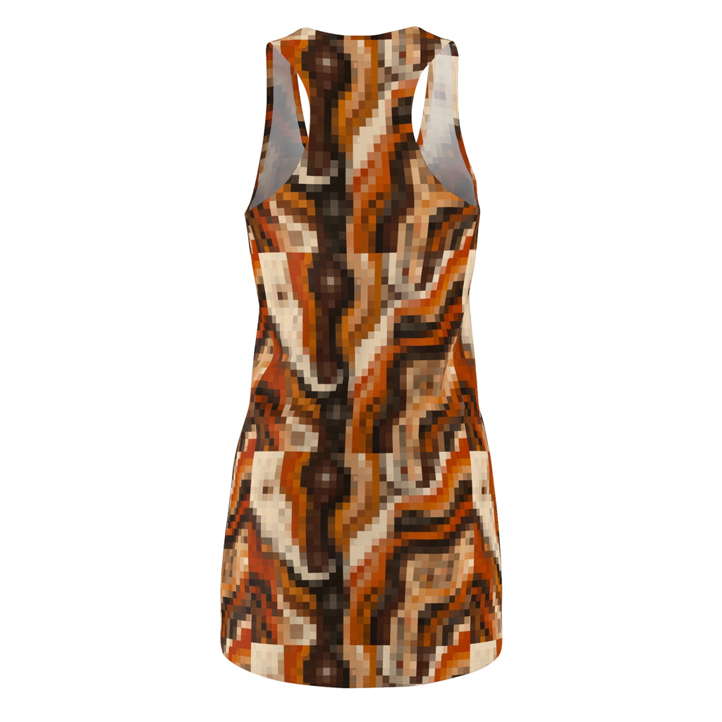 Abstract Brown Mosaic Racerback Dress — Women's Knit Summer Dress