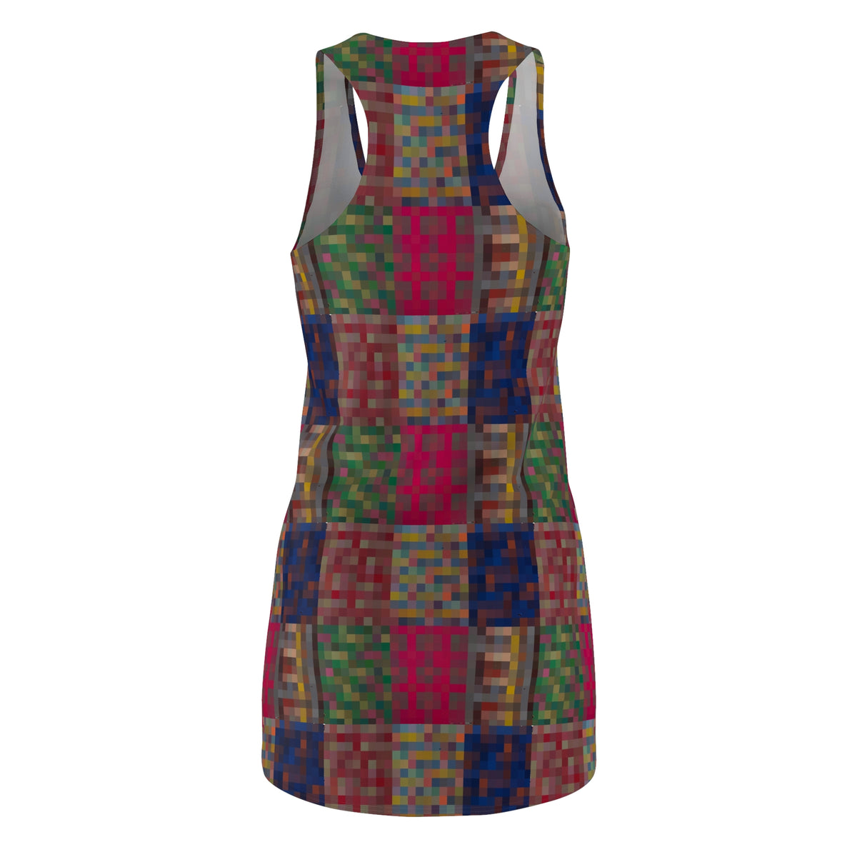 Colorblocked Patchwork Racerback Dress - Vibrant Geometric All-Over Print
