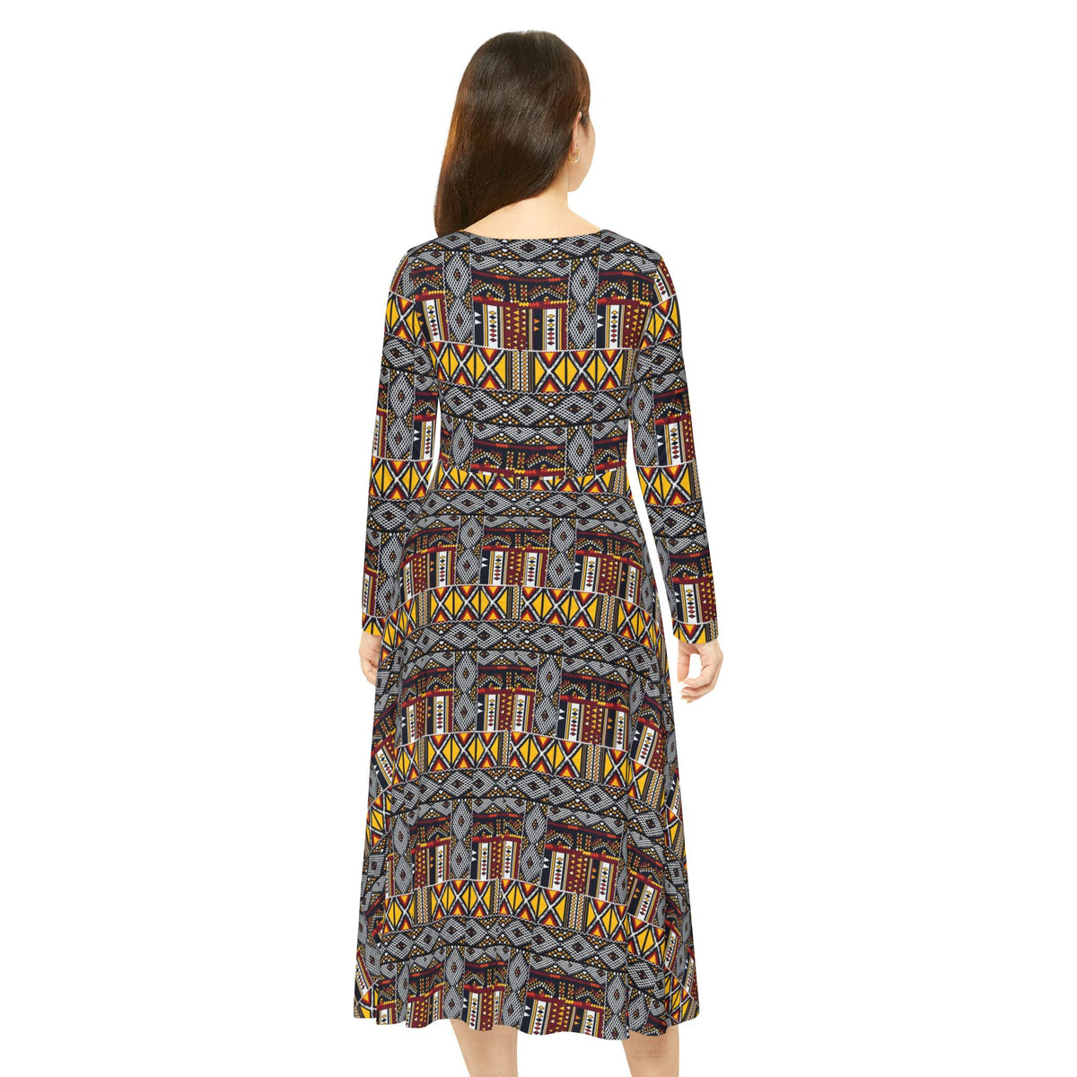 Aztec Pattern Long-Sleeve Dance Dress