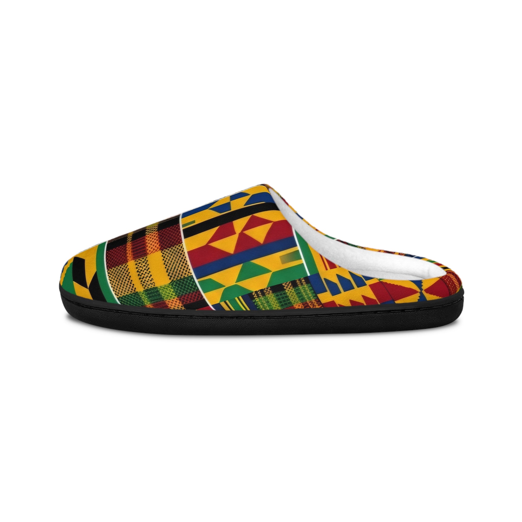 Kente Print Women's Indoor Slippers — Colorful African Pattern Cozy House Shoes