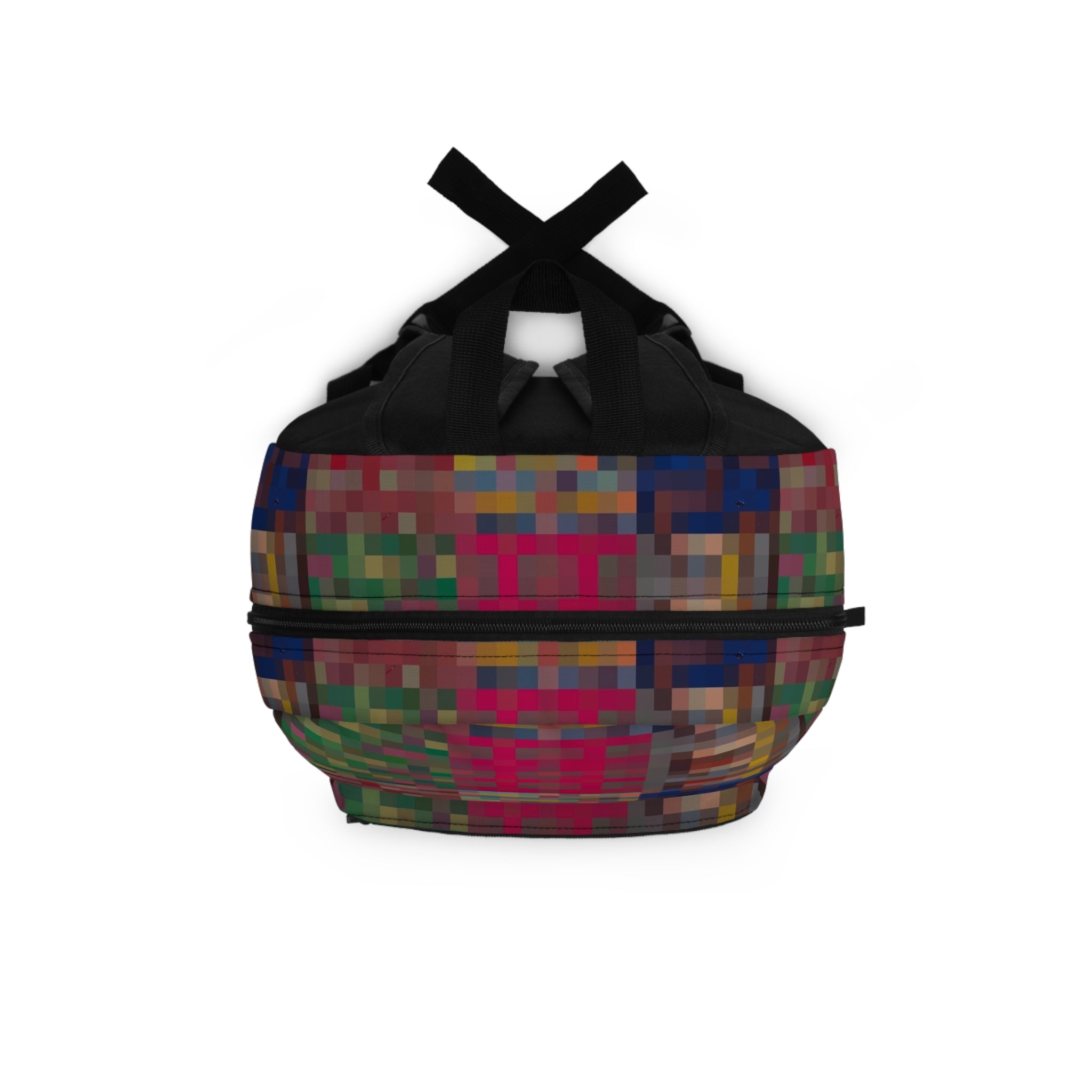 Colorblock Pixel Patchwork Backpack — Vibrant Retro Geometric School & Travel Bag