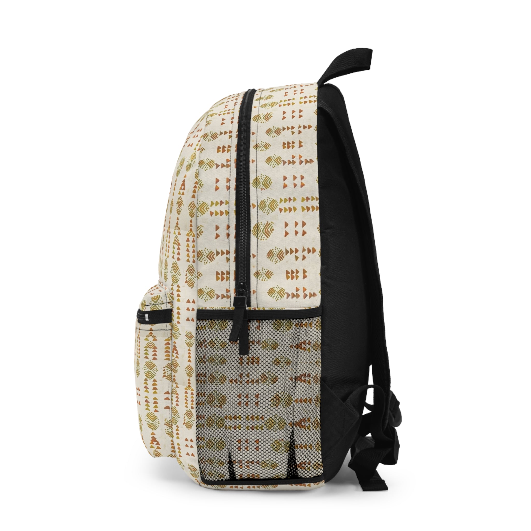 Boho Earthtones Pattern Backpack — Neutral Tribal Print School & Travel Bag