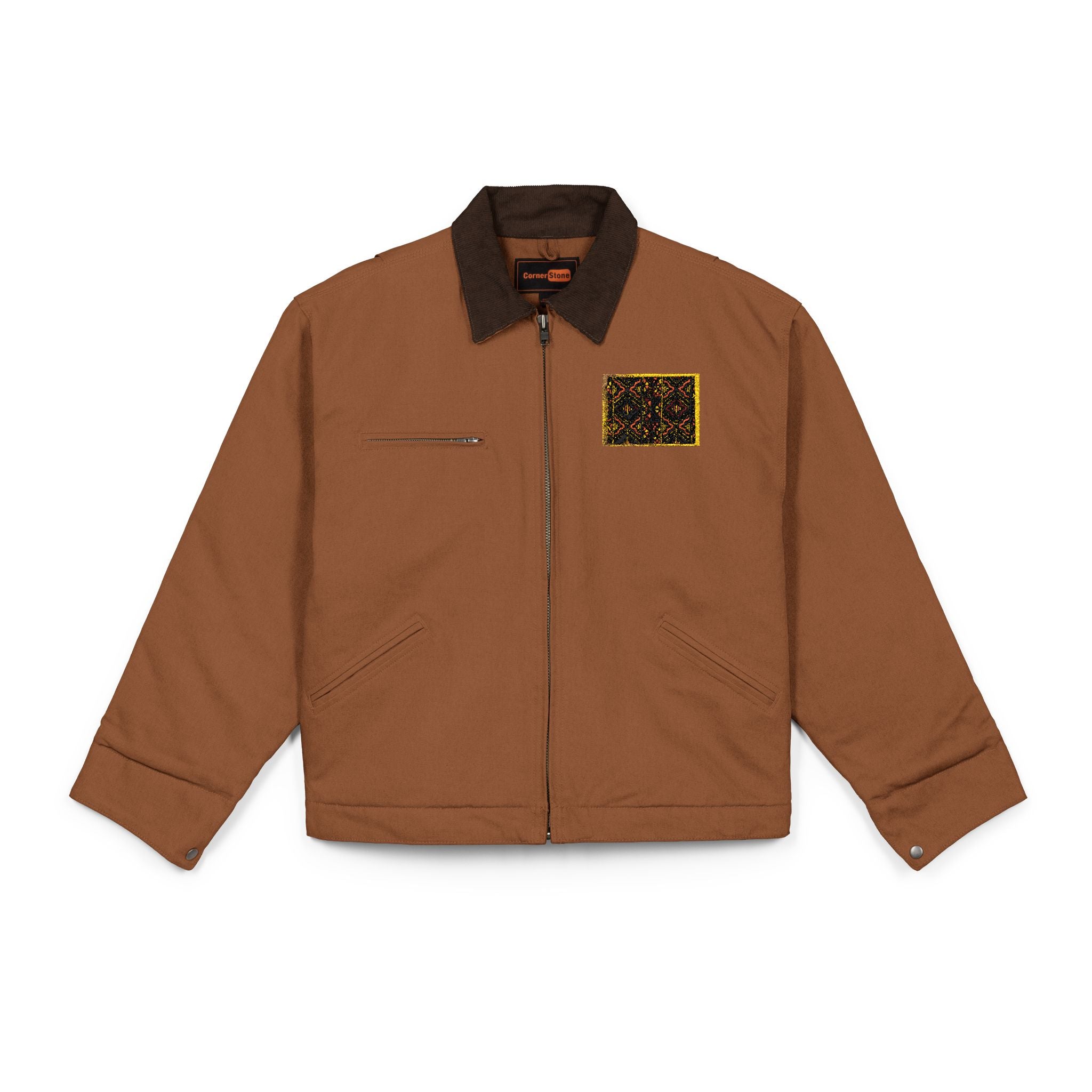 Work Jacket — Brown Duck Cloth Jacket with Chest Patch
