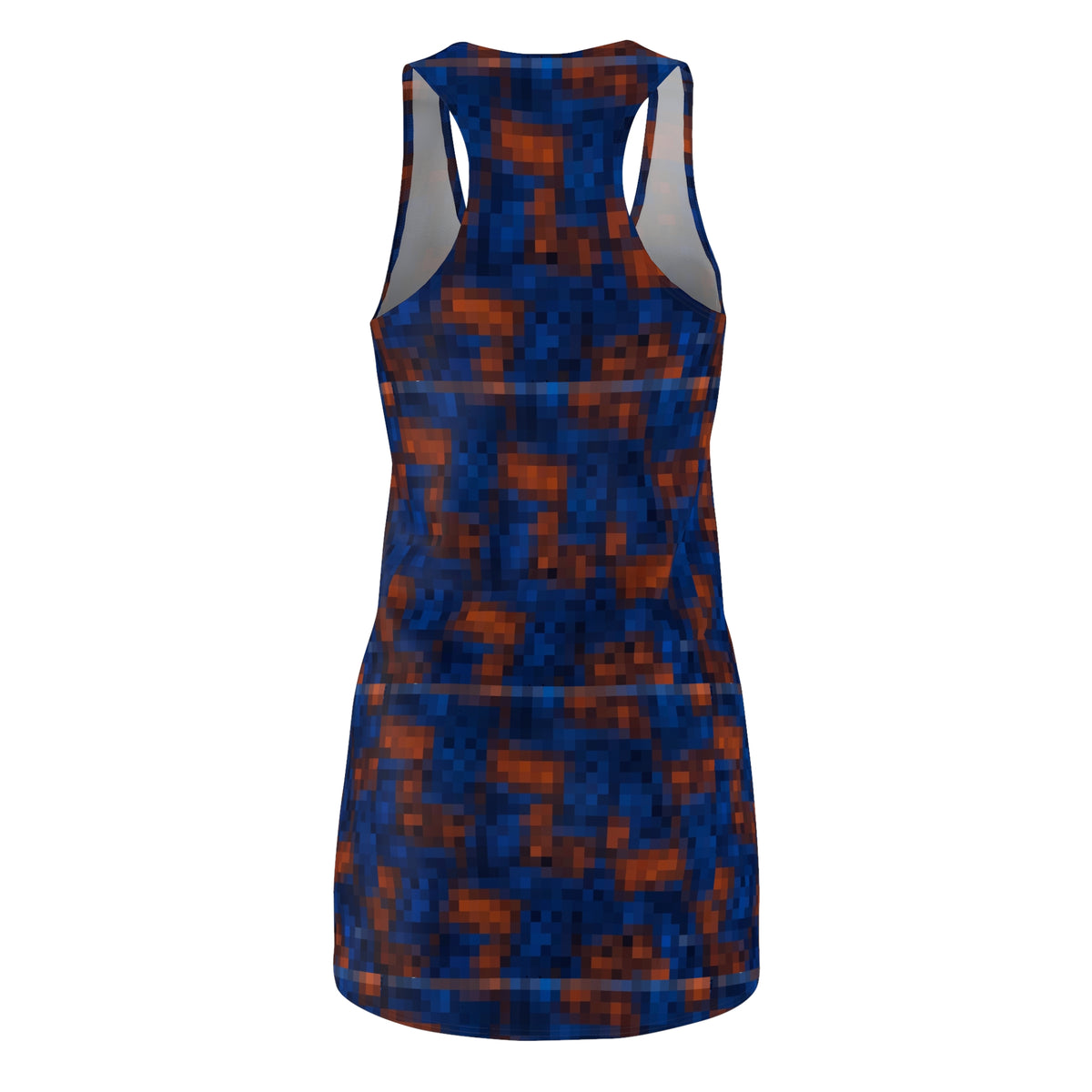 Racerback Dress - Blue & Rust Pixel Mosaic All-Over Print