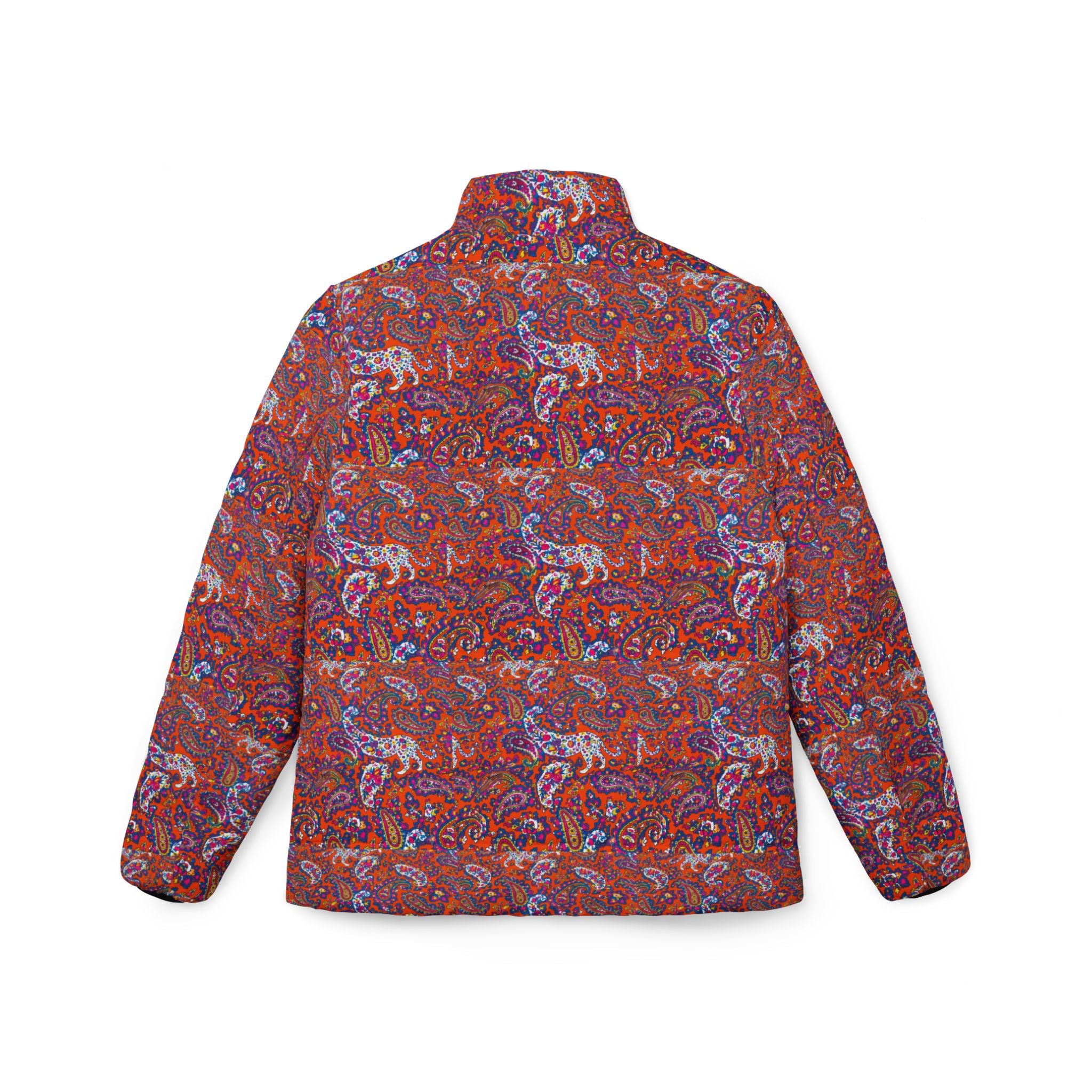 Women’s Puffer Jacket — Autumn Mosaic Pattern Insulated Coat