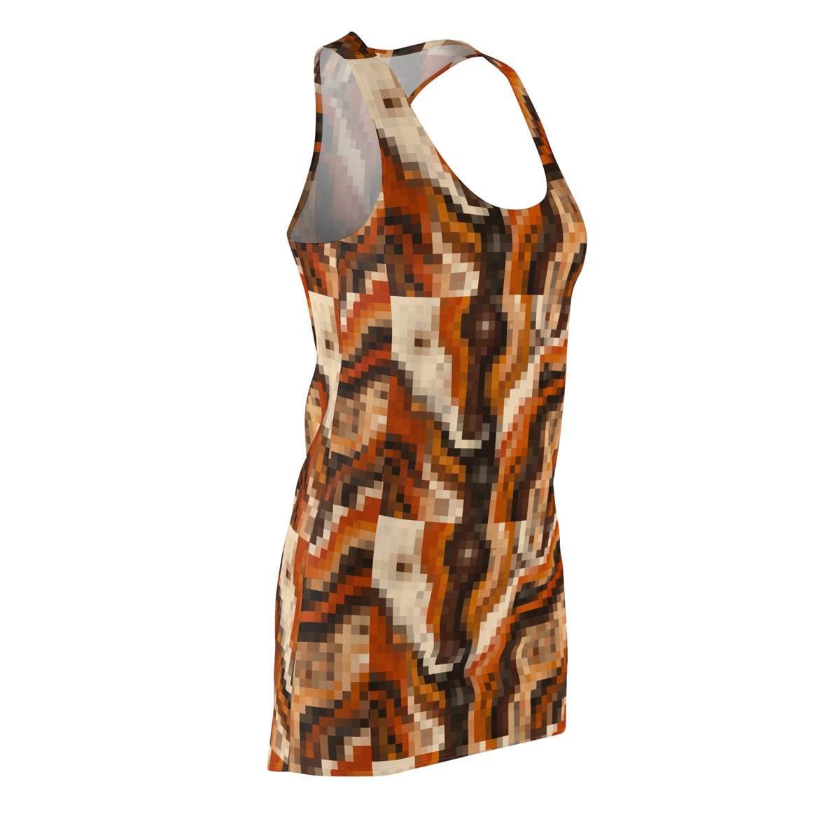 Abstract Brown Mosaic Racerback Dress — Women's Knit Summer Dress