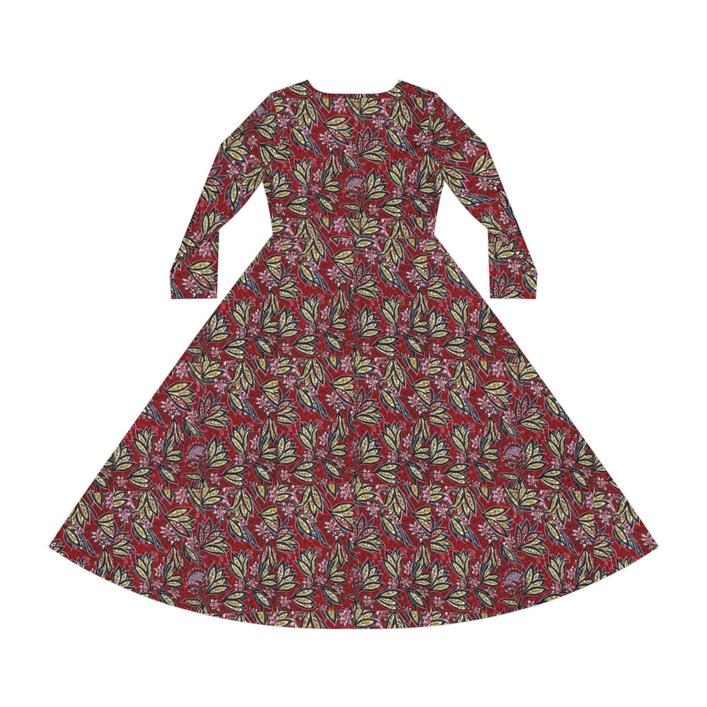 Floral Vintage-Style Long Sleeve Dance Dress