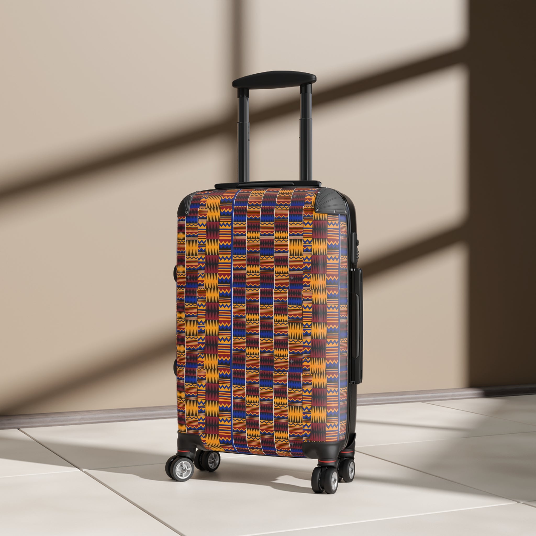 Kente Pattern Carry-On Suitcase — African Print Luggage