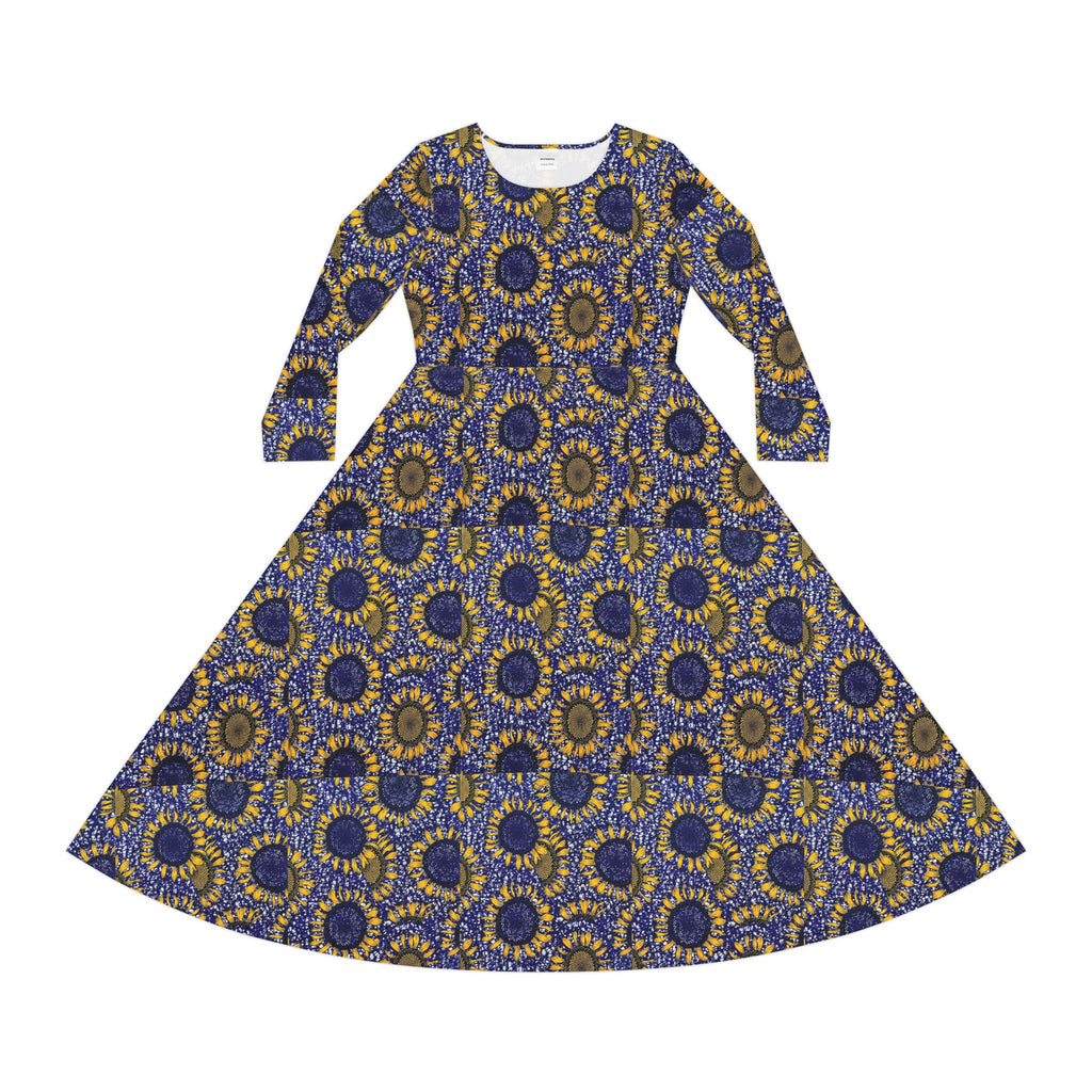 Floral Sunburst Dance Dress — Long Sleeve AOP Maxi