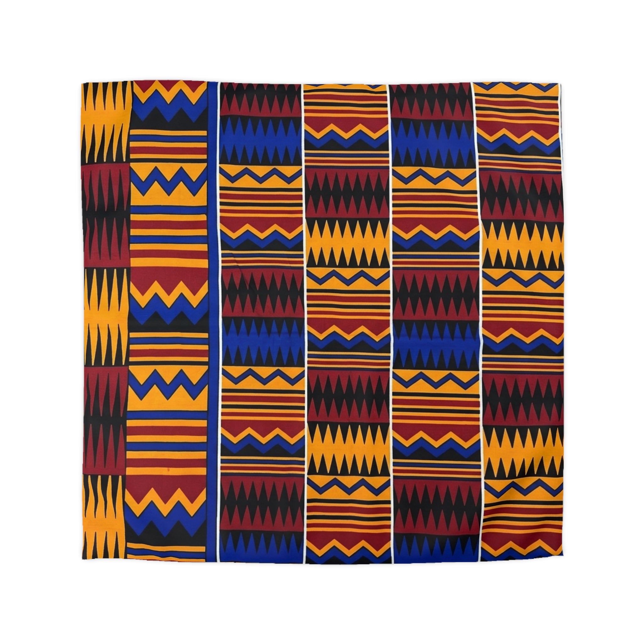 African Kente Pattern Microfiber Duvet Cover — Bold Geometric Stripe Bedding