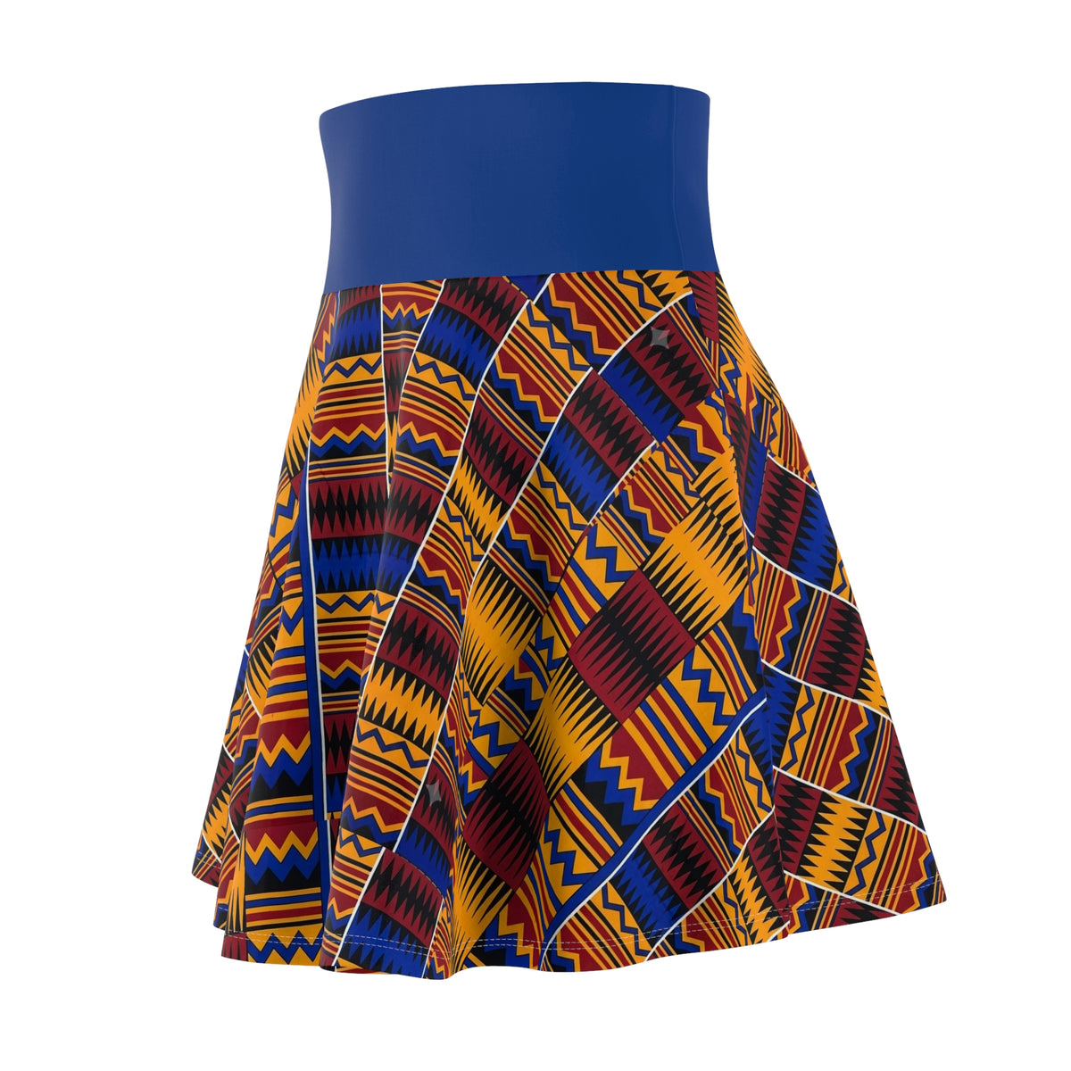 African Kente Print Skater Skirt — Bold Tribal Pattern Summer Circle Skirt