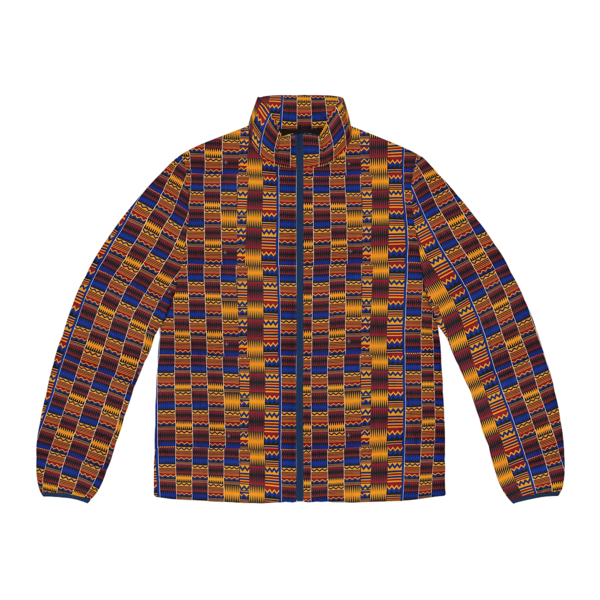 Puffer Jacket - Bold Kente Pattern All-Over Print