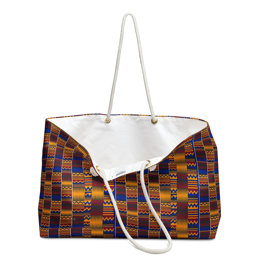 Kente Pattern Weekender Bag — African-Inspired Travel Tote