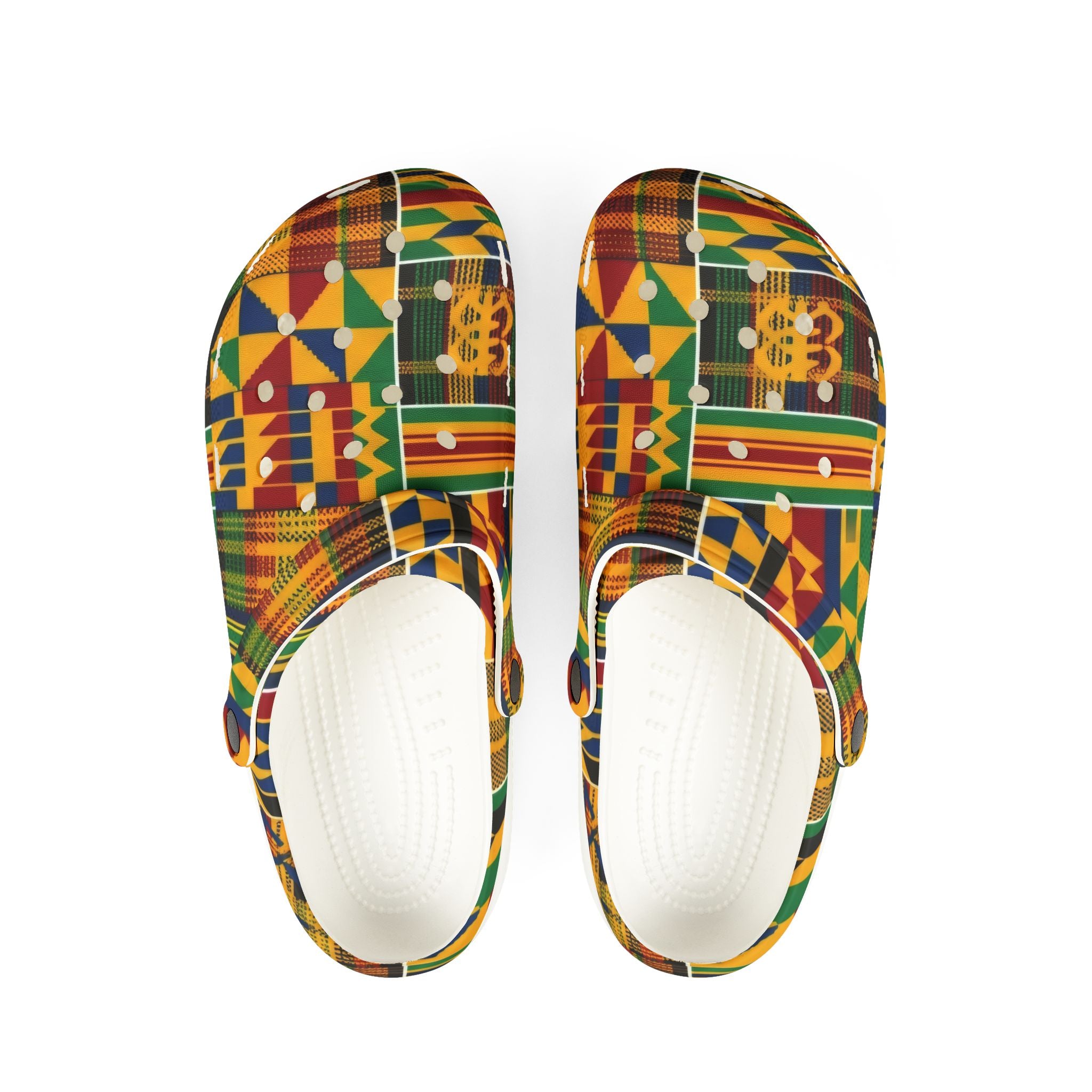 Kente Pattern EVA Foam Clogs — Colorful African Print Slip-On Shoes