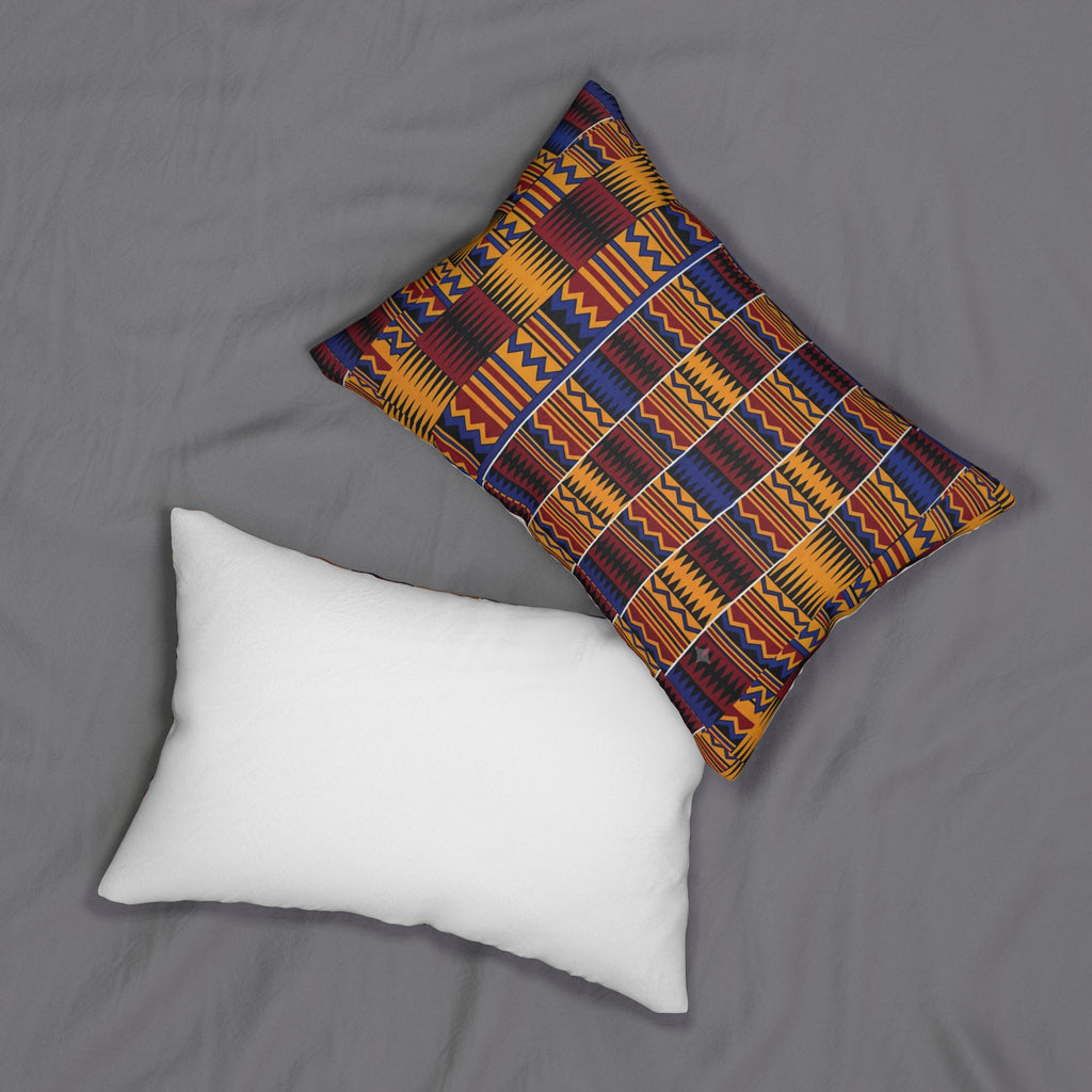 Kente-Inspired Lumbar Pillow — African Pattern Accent Cushion