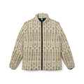 Women’s Puffer Jacket — Neutral Botanical Pattern All-Over Print